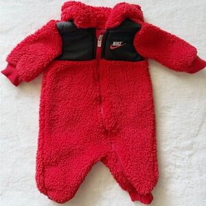 Nike Baby Boys Sherpa Red Hooded One Piece